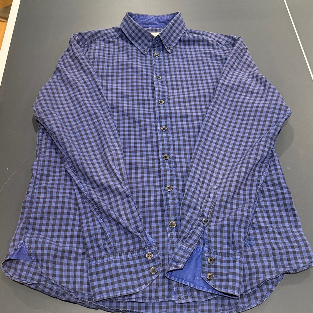 Rag & Bone Navy and Black Plaid Shirt